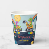 Schattigee dinosaurustractor Truck Regenboogballon Papieren Bekers (Voorkant)