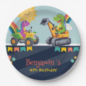 Schattigee dinosaurustractor Truck Regenboogballon Papieren Bordje (Voorkant)