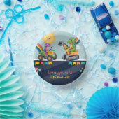 Schattigee dinosaurustractor Truck Regenboogballon Papieren Kommen (Feest)