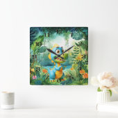 Schattigee dinosauruswandklok vierkante klok (Huis)