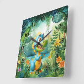 Schattigee dinosauruswandklok vierkante klok (Hoek)