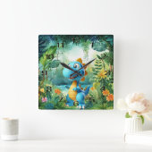 Schattigee dinosauruswandklok vierkante klok (Huis)