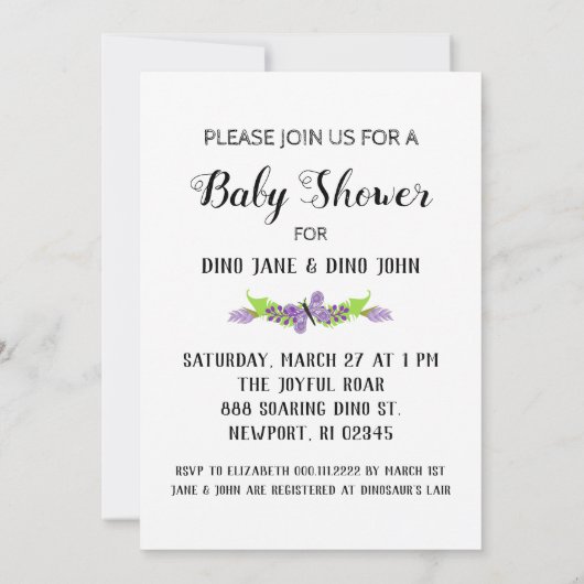 *~* Schattigee Dinosuar Butterfly Star Shower Uitn Kaart (Achterkant)