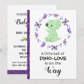 *~* Schattigee Dinosuar Glitter Baby shower Uitnod Kaart (Voorkant / Achterkant)
