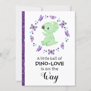 *~* Schattigee Dinosuar Glitter Baby shower Uitnod Kaart