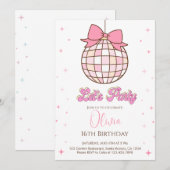 Schattigee discobal | Roze strik Verjaardagsfeest Kaart (Voorkant / Achterkant)