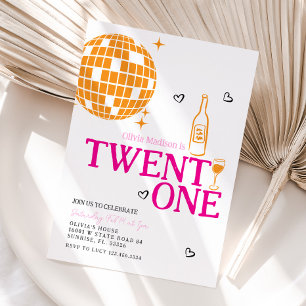 Schattigee discobal wijn 21e verjaardagsfeest kaart