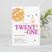 Schattigee discobal wijn 21e verjaardagsfeest kaart (Staand voorkant)