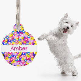 Schattigee ditsy bloem gepersonaliseerde Pet ID Ta Huisdierpenning