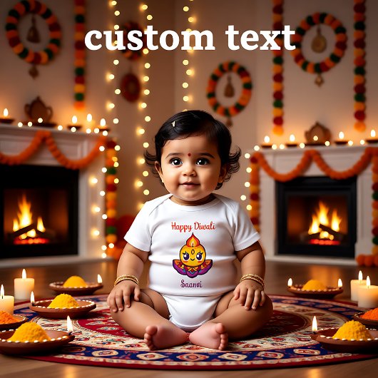 Schattigee Diya Lamp voor Diwali met aangepaste te Romper
