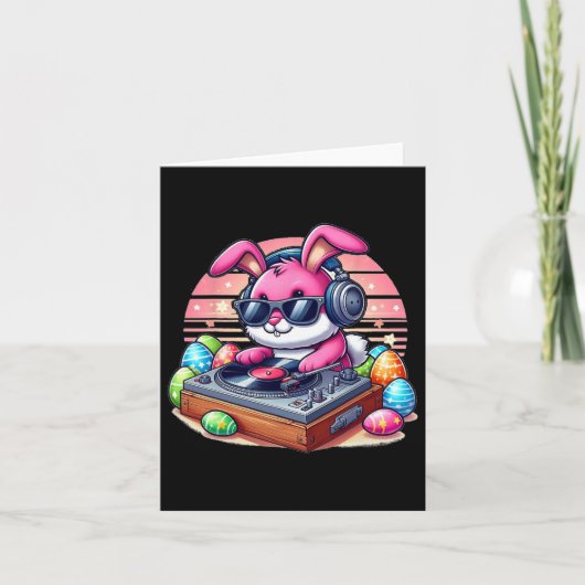 Schattigee DJ Easter Bunny Kaart (Voorkant)