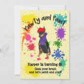 Schattigee Doberman Dog Fun Art Verjaardagsfeest Kaart (Voorkant)