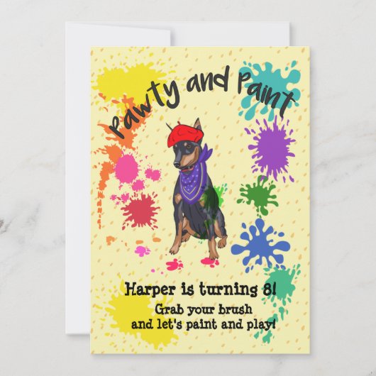 Schattigee Doberman Dog Fun Art Verjaardagsfeest Kaart (Voorkant)