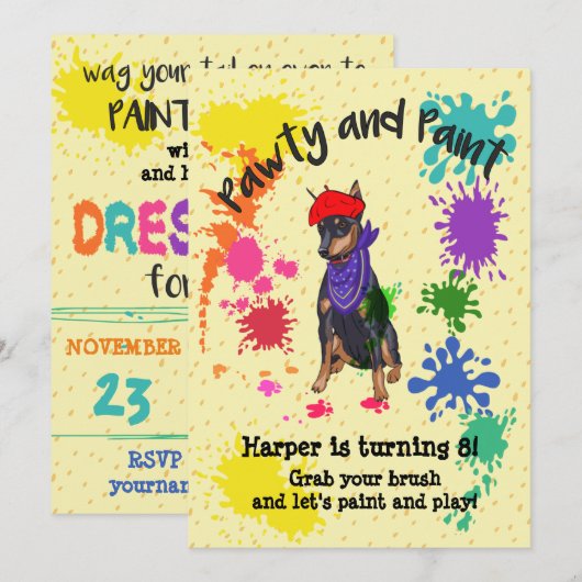 Schattigee Doberman Dog Fun Art Verjaardagsfeest Kaart (Voorkant / Achterkant)