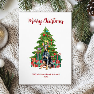 Schattigee Doberman Hondenfamilie Kerstmis Feestdagenkaart