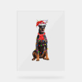 Schattigee Doberman Kerstboom Lights Hondenliefheb Acryl Bord (Voorkant)