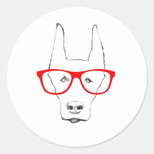 Schattigee Doberman Pinscher Dog Face A Spectacle  Ronde Sticker (Voorkant)