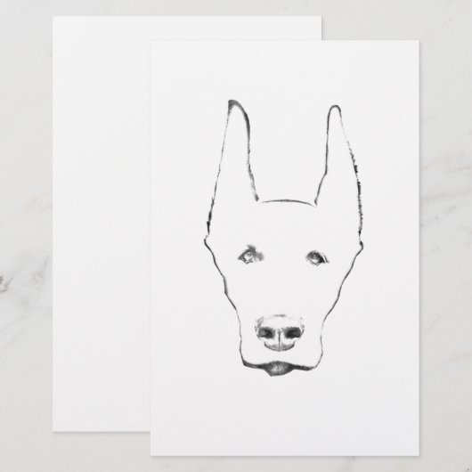 Schattigee Doberman Pinscher Hondengezichtsschets Briefpapier (Voorkant / Achterkant)