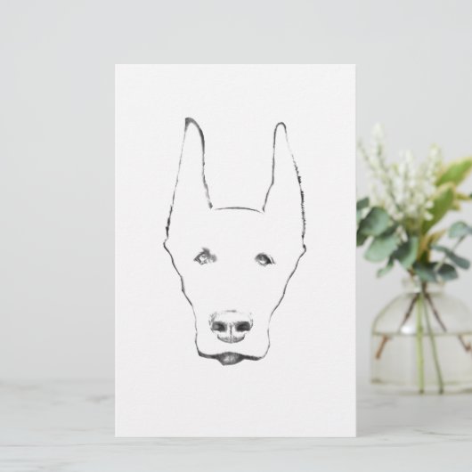 Schattigee Doberman Pinscher Hondengezichtsschets Briefpapier (Staand voorkant)