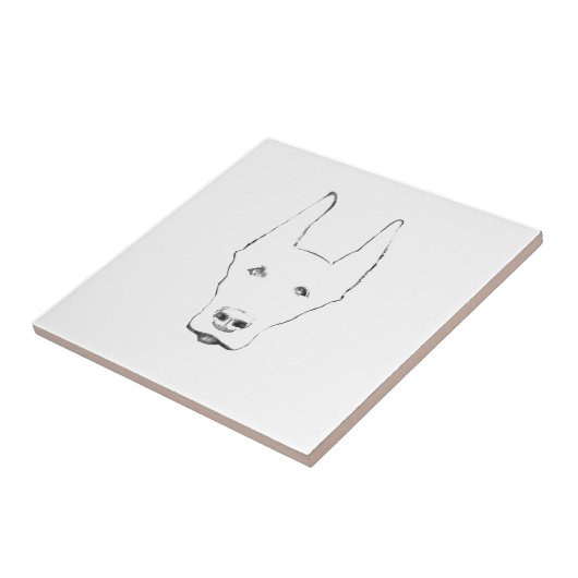 Schattigee Doberman Pinscher Hondengezichtsschets Tegeltje (Zijkant)