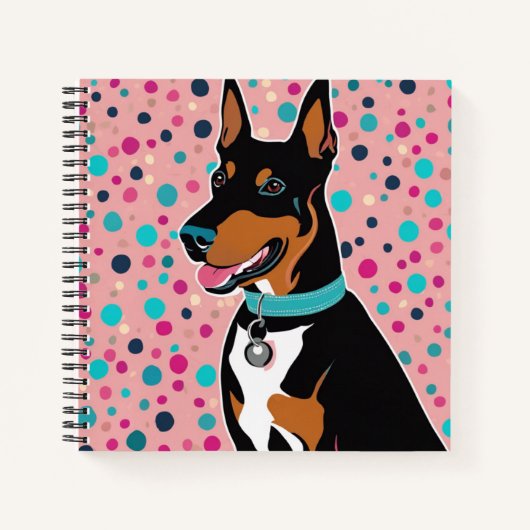 Schattigee Doberman Pinscher roze spiraalvormige v Notitieboek (Voorkant)