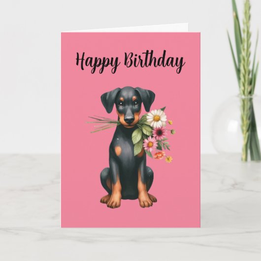 Schattigee Doberman Verjaardag Kaart (Voorkant)