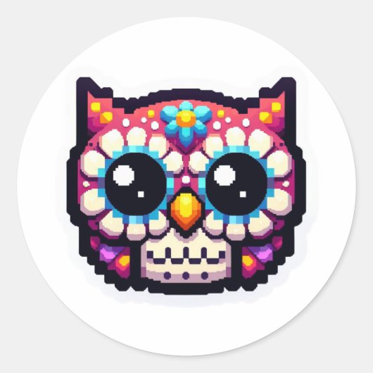 Schattigee dode suikeruil, dag van de dode uil ronde sticker (Voorkant)