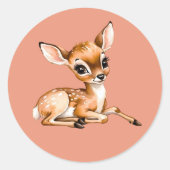 Schattigee Doe Chilling Out, Deer Lover Gift, Ronde Sticker (Voorkant)