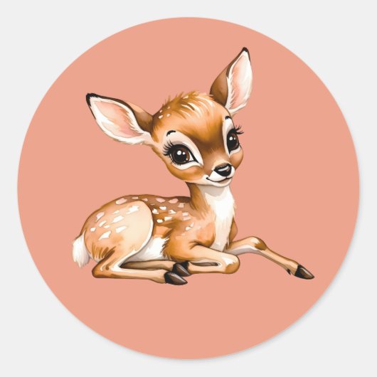 Schattigee Doe Chilling Out, Deer Lover Gift, Ronde Sticker (Voorkant)