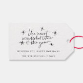 Schattigee doedel sterren kerst zin streep patroon cadeaulabel (Voorkant (Horizontaal))