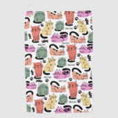 Schattigee doedelkatten en pootafdrukken golfhanddoek (Voorkant)