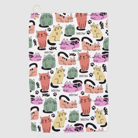 Schattigee doedelkatten en pootafdrukken golfhanddoek (Voorkant)