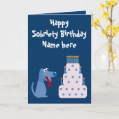 Schattigee Dog & Cake Sobriety Verjaardag Kaart (Gele Bloem)