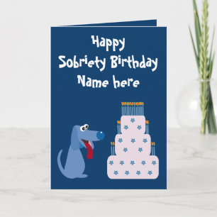 Schattigee  Dog & Cake Sobriety Verjaardag Kaart