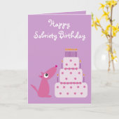 Schattigee  Dog & Cake Sobriety Verjaardag Kaart (Gele Bloem)