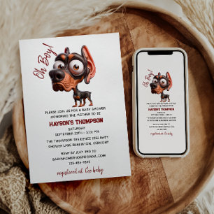 Schattigee Dog Caricatures Baby shower voor Jongen Kaart