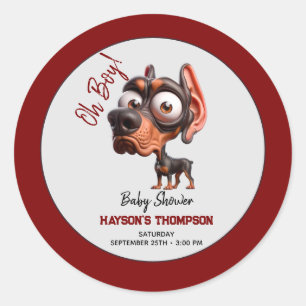 Schattigee Dog Caricatures Baby shower voor Jongen Ronde Sticker