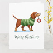 Schattigee Dog Christmas Gevouwen Wenskaart Kaart (Gele Bloem)