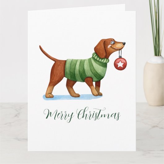 Schattigee Dog Christmas Gevouwen Wenskaart Kaart (Voorkant)