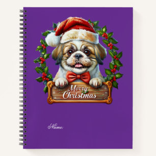 Schattigee Dog Christmas Ornament - Vrolijk Kerstf Notitieboek