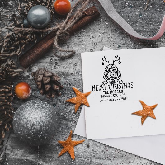 Schattigee Dog Christmas Return Adres Rubberstempel