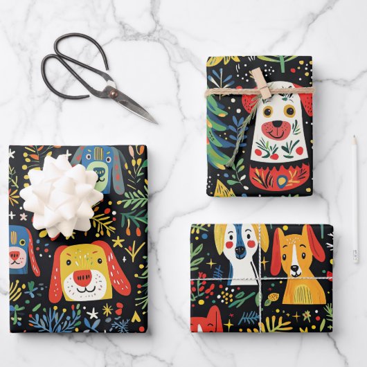 Schattigee Dog Christmas wrapping papieren vellen (Voorkant)