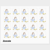 Schattigee Dog, Cup & Macarons Illustratie Vierkante Sticker (Vel)