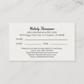 Schattigee Dog Groomer Pet Care Afspraak Herinneri Visitekaartje (Achterkant)