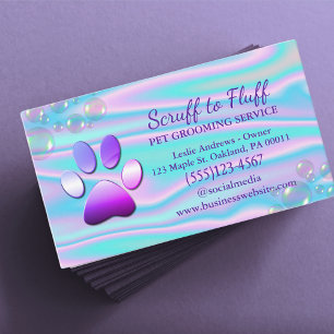 Schattigee Dog Grooming Service Paw Print Holograf Visitekaartje