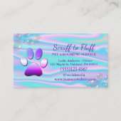 Schattigee Dog Grooming Service Paw Print Holograf Visitekaartje (Voorkant)
