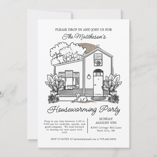 Schattigee Dog Home Drop In Housewarming Party Kaart (Voorkant)