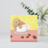 Schattigee Dog & Koffiebonen Illustratie Kunst Bedankkaart (Staand voorkant)
