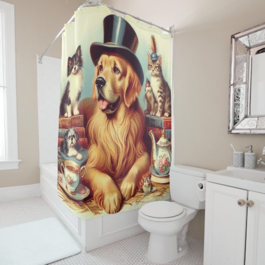 Schattigee  Dog Painting Douchegordijn (In situ)