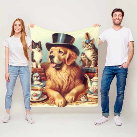 Schattigee  Dog Painting Fleece Deken (In situ)